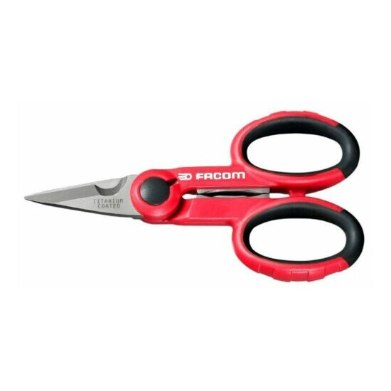 Comfort Grip Facom Scissors Electrician Scissors Sheathed Integral Crimping Tool image {2}
