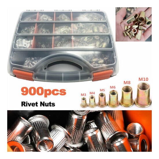 900PCS Rivet Nut Gun Kit Rivnut Tool Nut Setter Thread Setting Nutsert Tool Sae image {1}