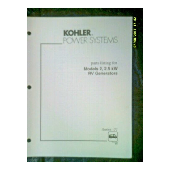 Kohler 2 / 2.5 kw Model Series Generator Spec.Series 177 Parts Listing TP-5143 image {1}