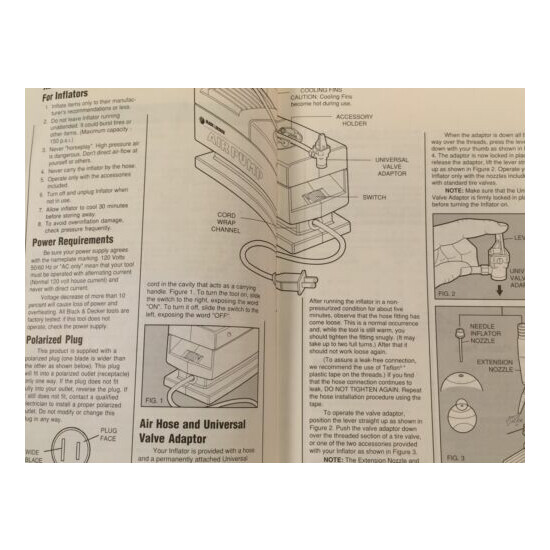 Black & Decker Air Pump Inflator 9526 Operators Manual Owners Instructions image {3}