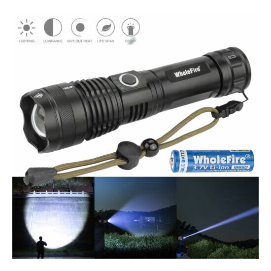 SUPER BRIGHT 100000LM 70W LED Flashlight Tactical Torch XHP 70 26650 Battery USA image {16}