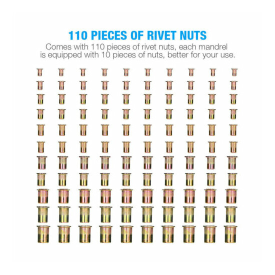 Rivet Nut Gun Kit Rivnut Setting Tools Nut Setter Hand Blind Riveter 16"/13" US image {21}