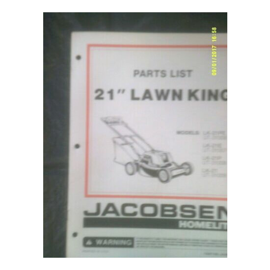 Jacobsen Homelite 21" Lawn King LK21PE,LK21E,LK21P Mower Parts List JA-99018-3 image {1}