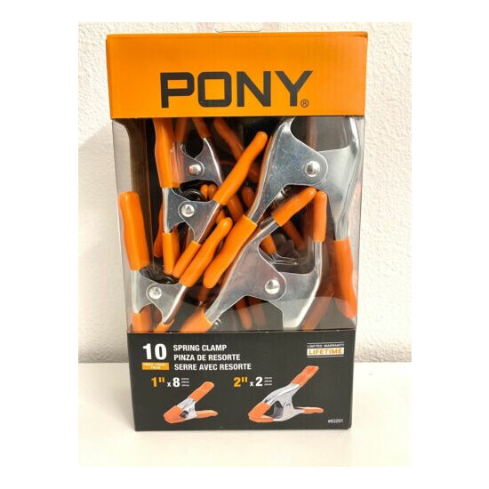 New- (10 PC) Pony Tools Heavy Duty Metal Spring Clamps Set / 2-inch 1-inch  image {2}