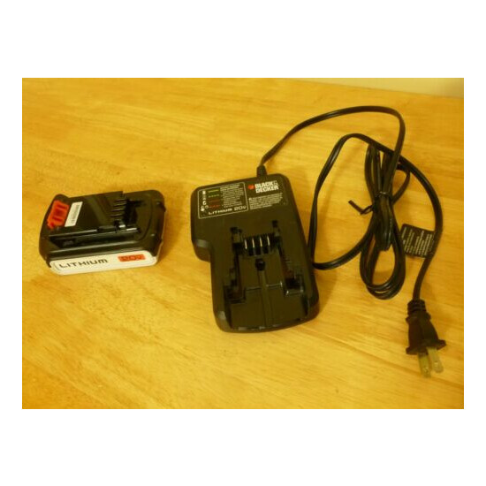 Black & Decker 20V Lithium Battery and Charger Set. Tested. image {1}