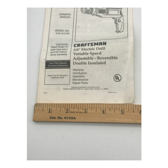 1991 Sears Craftsman 3/8 Inch Electric Drill Owners Manual 315.101470  image {8}