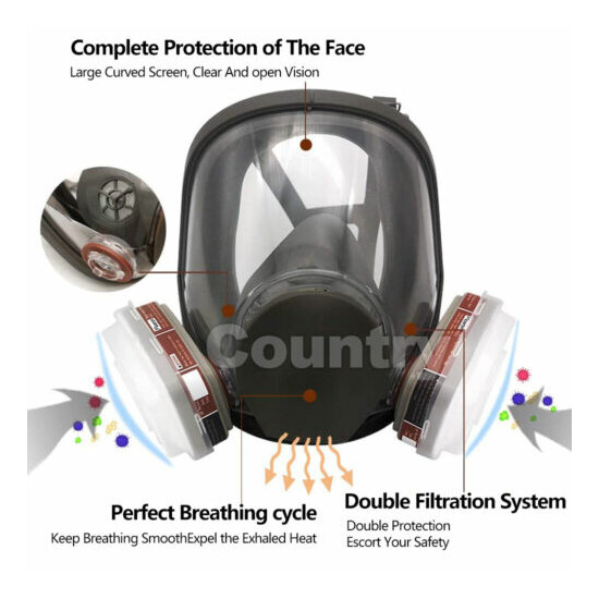 7 in1 Gas Mask Combination With Filter Box Full Face Facepiece Respirator New image {3}