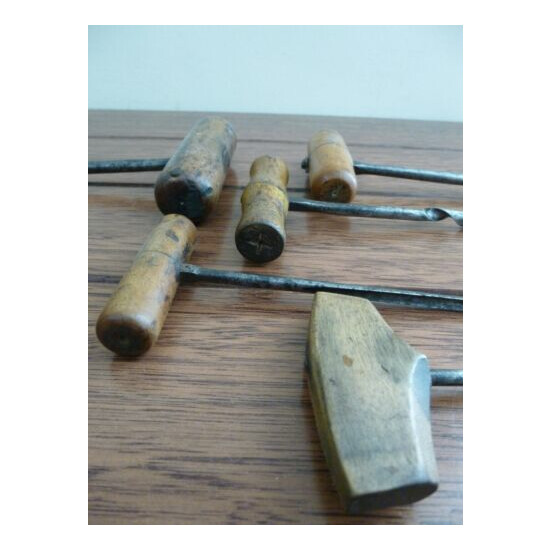 Variety of 7 Collectable Vintage / Antique Bradawls / Awls with Wooden Handles image {11}