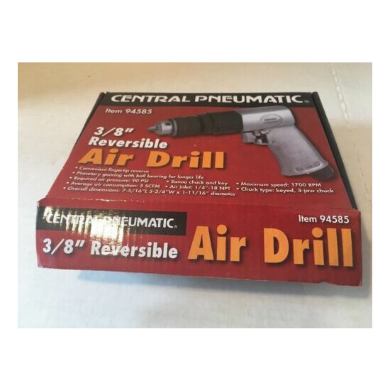 Central Pneumatic 3/8" Reversible Air Drill 94585 1700 RPM 5 SCFM Set  image {12}