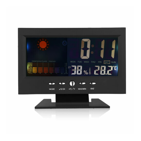 LED Digital Alarm Clock Snooze Calendar Thermometer Hygrometer Weather Display  image {11}