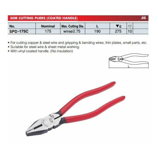 KTC(KYOTO TOOL) / SIDE CUTTING PLIERS / SPD-175C / MADE IN JAPAN image {2}