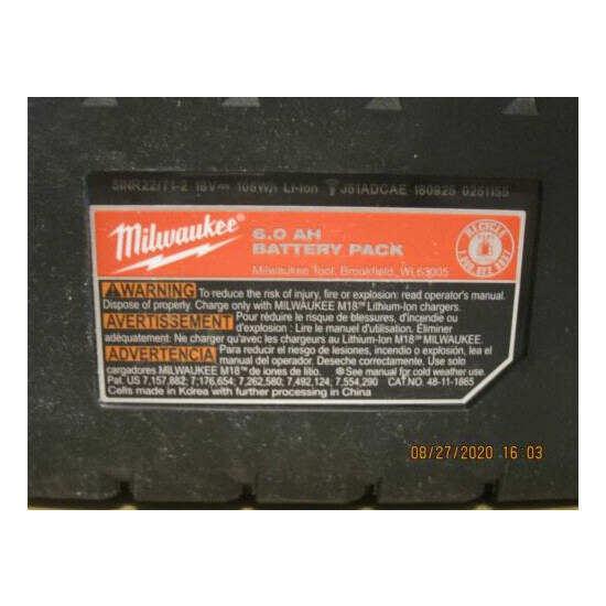 (1)Milwaukee M18 48-11-1865 6.0 AH Battery,&(1)48-59-1808 Rapid Charger-NEW BULK image {10}