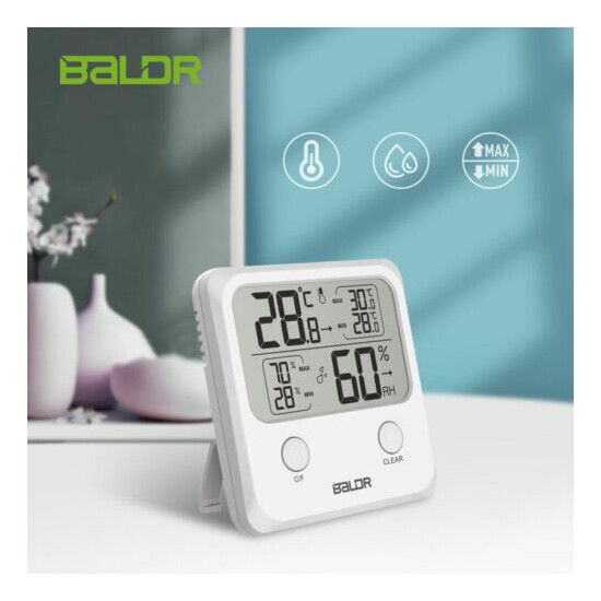 Baldr Thermometer Digital LCD Humidity Meter Indoor Hygrometer Temperature Test image {1}
