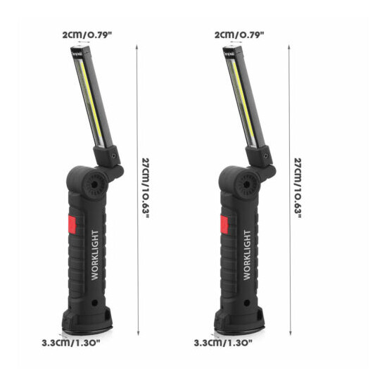 Magnetic Rechargeable COB LED Red Work Light Lamp Flashlight Folding Torch 3Mode image {16}