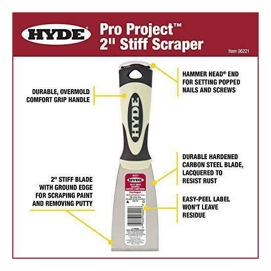 Hyde 06221 2" Stiff Pro Project Scraper image {2}