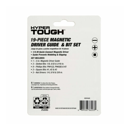 Hyper Tough 19-Piece 1/4" MAGNETIC DRIVER GUIDE & BIT SET Quick-Connect DRILL AT image {3}
