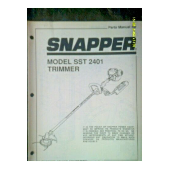 Snapper SST2401 String Trimmer 1991 Parts Manual #06416 image {1}