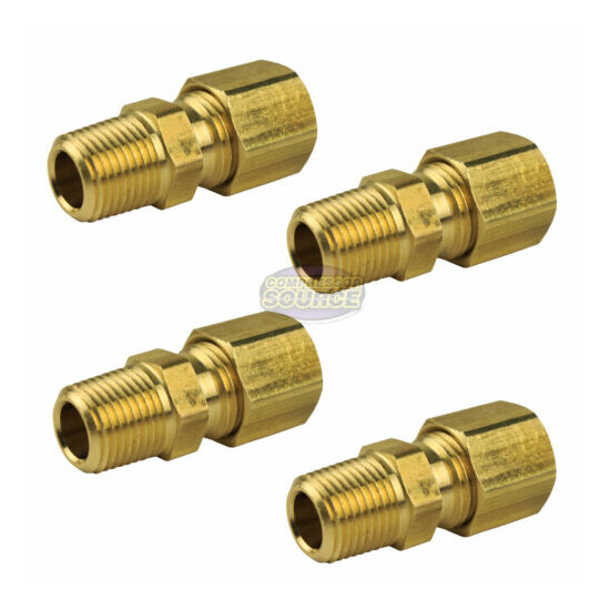 1/4" x 1/8" Compression x Male NPT Adapter Pipe Fitting Tube Connector 4 Pack image {1}
