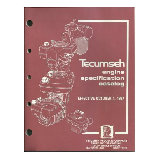 Tecumseh 1987 Engine Specification Catalog Booklet Form No. 692531 image {1}