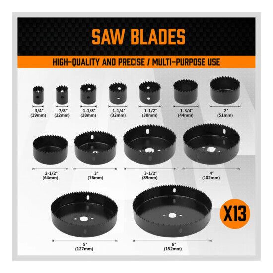 19PC Hole Saw Kit Drill Bit Set 6"(152mm) - 3/4" (19mm) 13Pc Saw Blades Wood PVC Thumb {3}