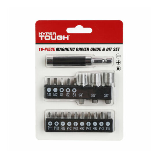 Hyper Tough 19-Piece 1/4" MAGNETIC DRIVER GUIDE & BIT SET Quick-Connect DRILL AT image {2}