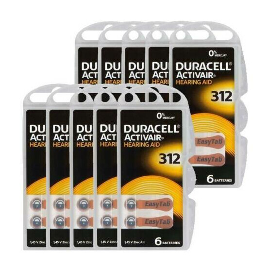 Duracell Activair Size 312 Hearing Aid Batteries 1.45V Zinc Air NEW  image {7}