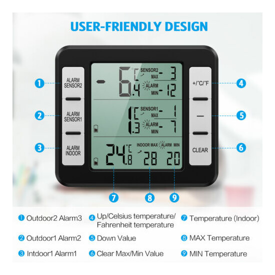 New Refrigerator Thermometer Digital Kitchen Wireless Fridge&Freezer Temperature image {9}