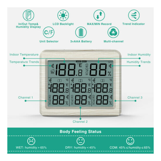 Digital LCD_Display Outdoor Indoor Thermometer Hygrometer Temperature Humidity image {24}