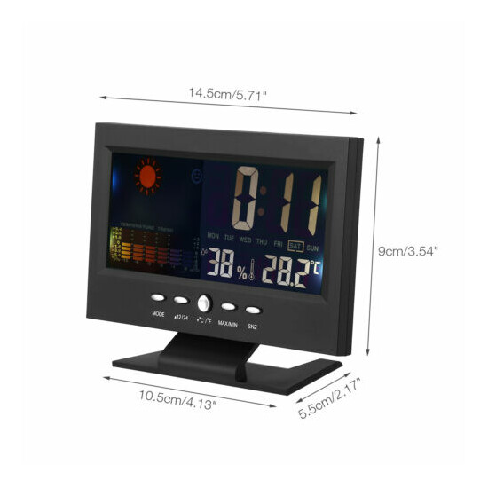 LED Digital Alarm Clock Snooze Calendar Thermometer Hygrometer Weather Display  image {2}