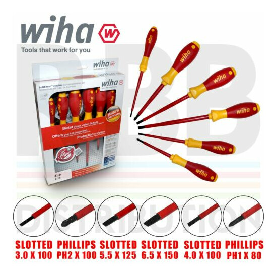 Wiha Electricians Screwdriver Set 00833 320N Soft Grip Slotted & PH1 PH2 6 Piece image {1}