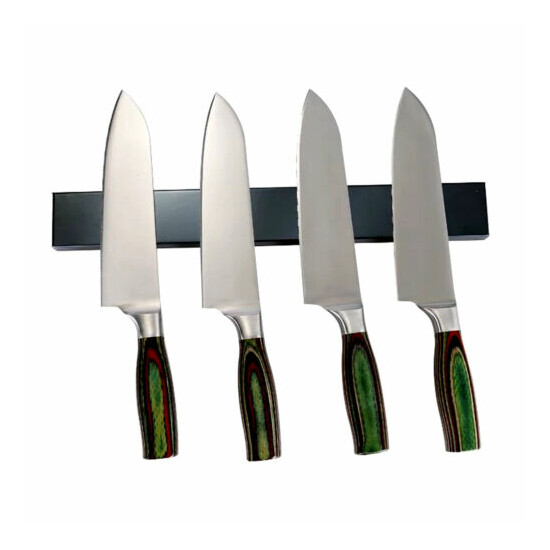 Stainless Steel Knife Holder Black 40cm | Magnetic Knife Rack | Magnetic Strip Knife  image {3}