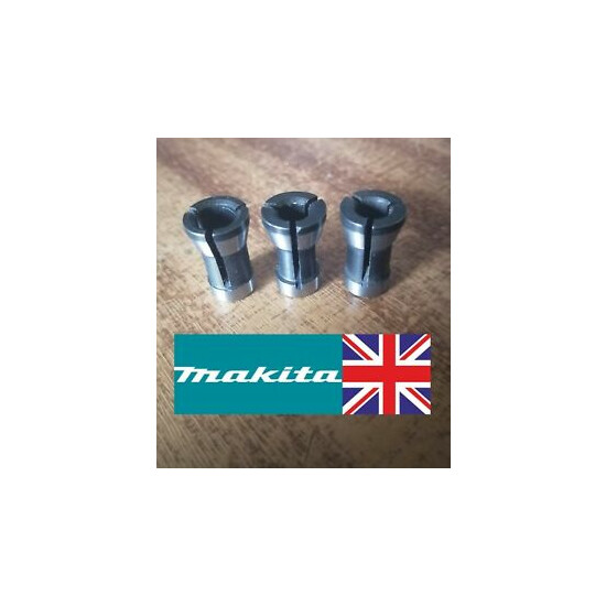 Makita Router set of 3 Collets 6mm, 1/4" (6.35mm) and 8mm image {1}