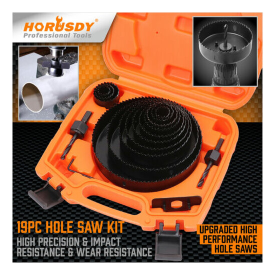 19PC Hole Saw Kit Drill Bit Set 6"(152mm) - 3/4" (19mm) 13Pc Saw Blades Wood PVC Thumb {1}